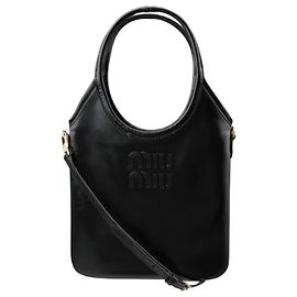 Miu Miu Ivy Leather Mini Tote Bag Black Black