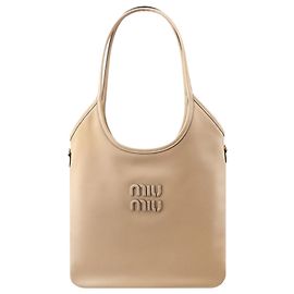 Miu Miu Sac cabas en cuir Ivy Sand Beige Marron