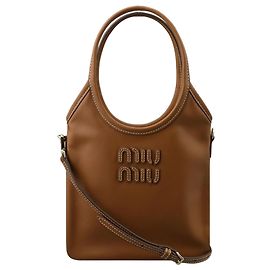 Miu Miu Mini borsa tote in pelle Ivy Cognac Marrone