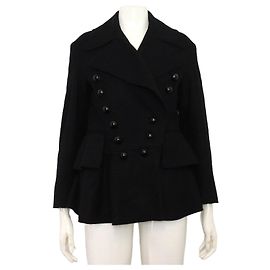 Burberry Black Wool Coat Blazer Women's Jacket Black