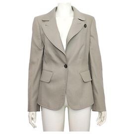 Burberry Gray Cotton Cashmere Blend Women's Blazer Single Jacket Brown
