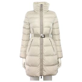 Moncler White Belt Goose Down Padded Jacket White
