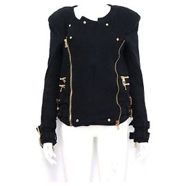 Balmain Black Cotton Gold Button Women's Jacket Black