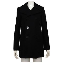 Saint Laurent Black Wool Women's Double Coat Jacket Black