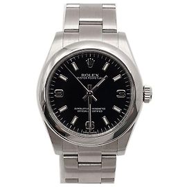 Rolex Orologio Oyster Perpetual in acciaio per donna con quadrante nero Nero