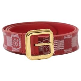 Louis Vuitton Damier Canvas Gürtel Rot Gold Rot