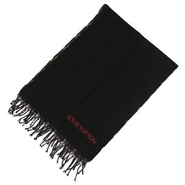Louis Vuitton Monogram Pattern Black Scarf Black