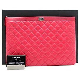 Chanel Clutch Boy Medium in agnello Rosa