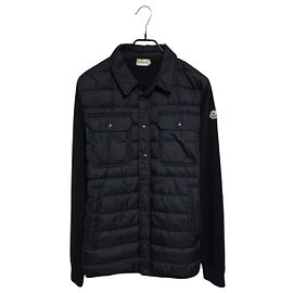 Moncler Gesteppte Strick-Hemdenjacke Schwarz