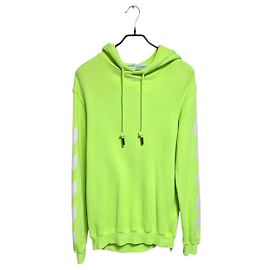 Off White Neon Diagonal Arrow Hoodie Grün