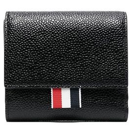 Thom Browne Pebble Grain Leather Half Wallet Black Black