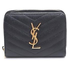 Saint Laurent Compact Zipper Around Wallet Black