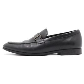 Tod's Scarpe da uomo in pelle nera con logo argento Nero