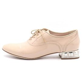 Miu Miu Mocasines de charol rosa con tacón de cristal para mujer Rosa