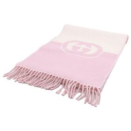 Gucci Cachecol gigante de lã e cashmere entrelaçado rosa para mulher Rosa