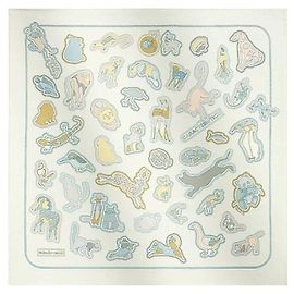 Hermès Detalhe Característico Lenço de Seda Twill Quadrado GAVROCHE Branco