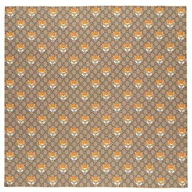 Gucci Cachecol de seda Teddy Bear Laranja