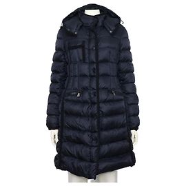 Moncler Jaqueta longa acolchoada de pluma azul-marinho para mulher Azul
