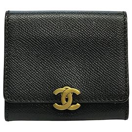 Chanel Black Bi-Fold Wallet Black