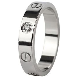 Cartier Mini Love Ring aus Weißgold mit Diamant Größe Weiß