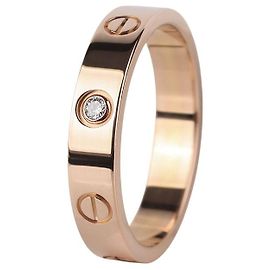 Cartier Rose Gold Mini Love Ring mit Diamant Größe Pink