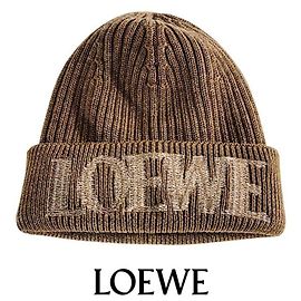Loewe Gorro de lã com logo Marrom