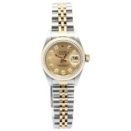 Rolex Relógio Datejust Feminino de Combinação Ouro Champagne e Diamantes Dourado