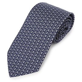 Salvatore Ferragamo Corbata de seda con estampado Gancini Azul