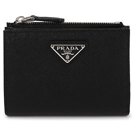Prada Saffiano Triangle Logo Wallet Black