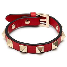 Valentino Rockstud Lederarmband Rot