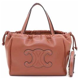 Céline Triomphe Small Drawstring Tote Bag Shoulder Bag Brown