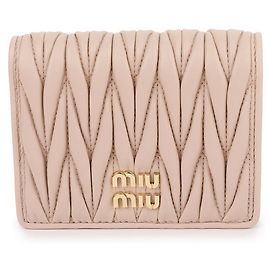 Miu Miu Carteira bifold em couro Nap Rosa