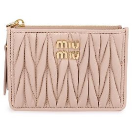 Miu Miu Tarjetero de piel Nappa Rosa