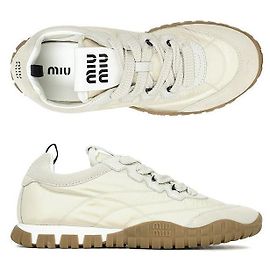 Miu Miu Sneakers en daim technique Ivory Tire ZJM Blanc