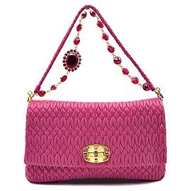 Miu Miu Bolsa de Ombro Nappa Matelassé Crystal Rosa