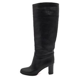 Christian Louboutin Botas longas de couro preto para mulher Preto