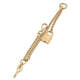 Miu Miu Gold Key and Lock Ring Trick Bag Chain Keyring Orange