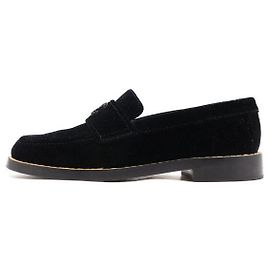 Chanel Mocasines CC de terciopelo negro para mujer Negro