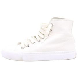Prada White Canvas High-Top Sneakers White