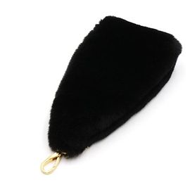 Miu Miu Black Rabbit Fur Keyring and Bag Charm Black