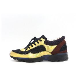 Chanel Sneaker in Tweed Oro Metallizzato da Donna Nero