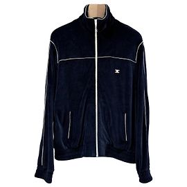 Céline Velours Track Samt-Zip-Jacke Navy Blau
