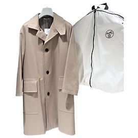 Hermès Abrigo largo de algodón beige Castaño
