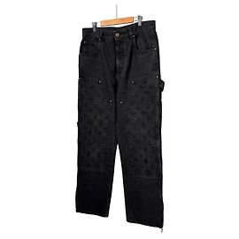 Louis Vuitton Monogram Double Knee Carpenter Denim Pants Black Black