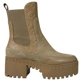 Louis Vuitton Women's Loriot Monogram Suede Platform Chelsea Boots Beige Brown