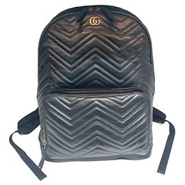 Gucci Rucksack Black Quilted Chevron GG Marmont Schwarz