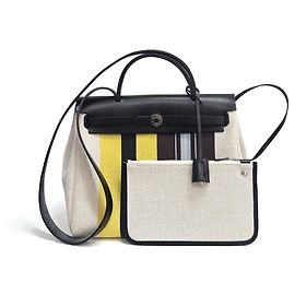 Hermès Bolsa de ombro Erbag ZIP Hunter Canvas Leather Top Handle Multicolor Multicor