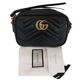 Gucci Mini borsa a tracolla GG Marmont trapuntata Nera Nero