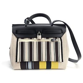 Hermès Borsa a mano e a spalla Hunter in tela e pelle Multi-Color Multicolore