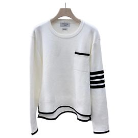 Thom Browne Milano-Strick mit diagonalem Streifen weiß Weiß